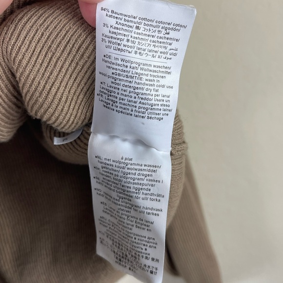 CLOSED Cashmere Cropped Ribbed Cardigan Sweater Tan Size XL - Picture 8 of 10